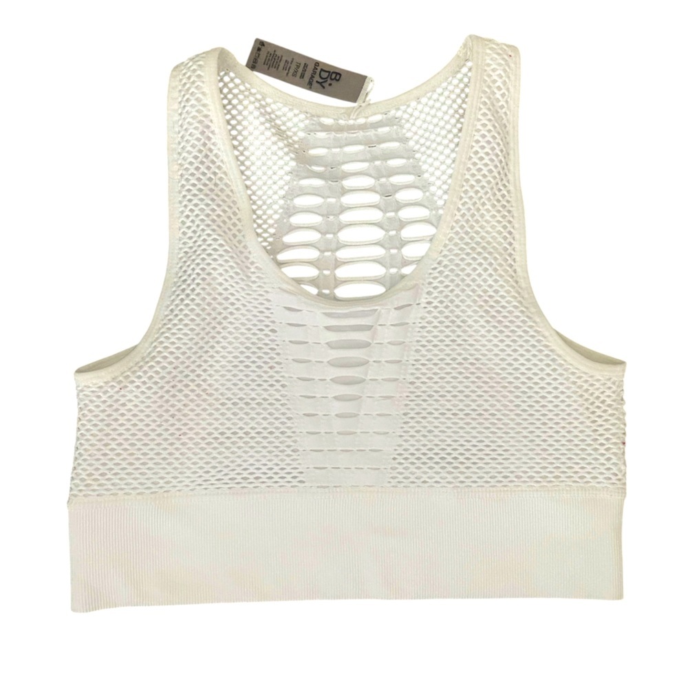 Garage White Mesh Racerback Crop Top Extra Small
